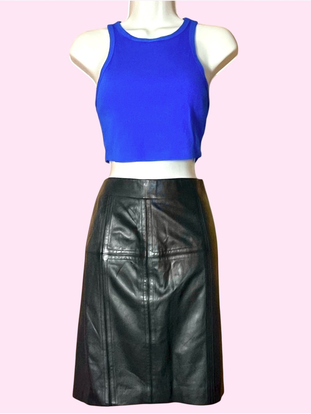 Y2K L.A.M.B. Black Leather Pencil Skirt Fall 2007 Sz 6 Gwen Stefani Mini Panel